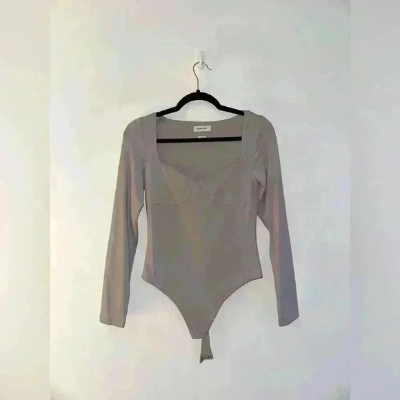 Babaton Contour Lange Longsleeve Sweetheart Bodysuit in Purple/Gray, Never worn - Picture 1 of 4